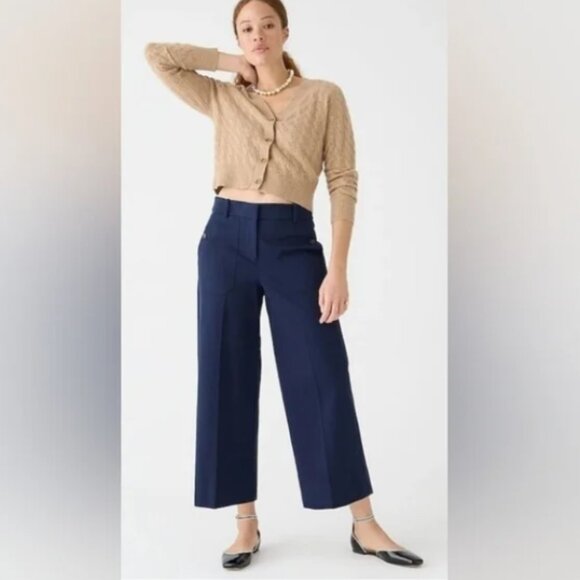 J. Crew Navy  Sydney wide-leg pant in bi-stretch cotton Size 4 - Picture 2 of 12